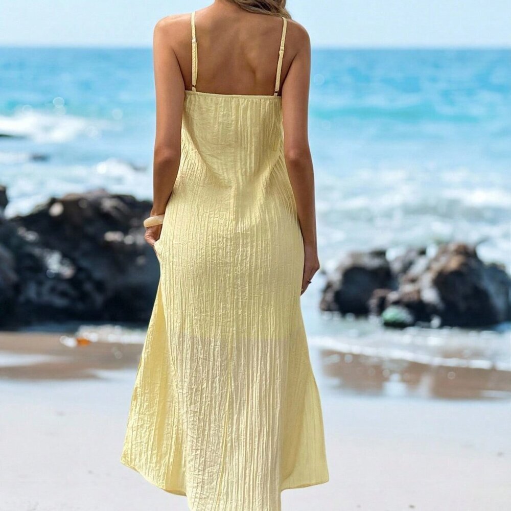 Yellow Casual Bohemian Women's Floral Halter Maxi Dress - Picture 2 of 6
